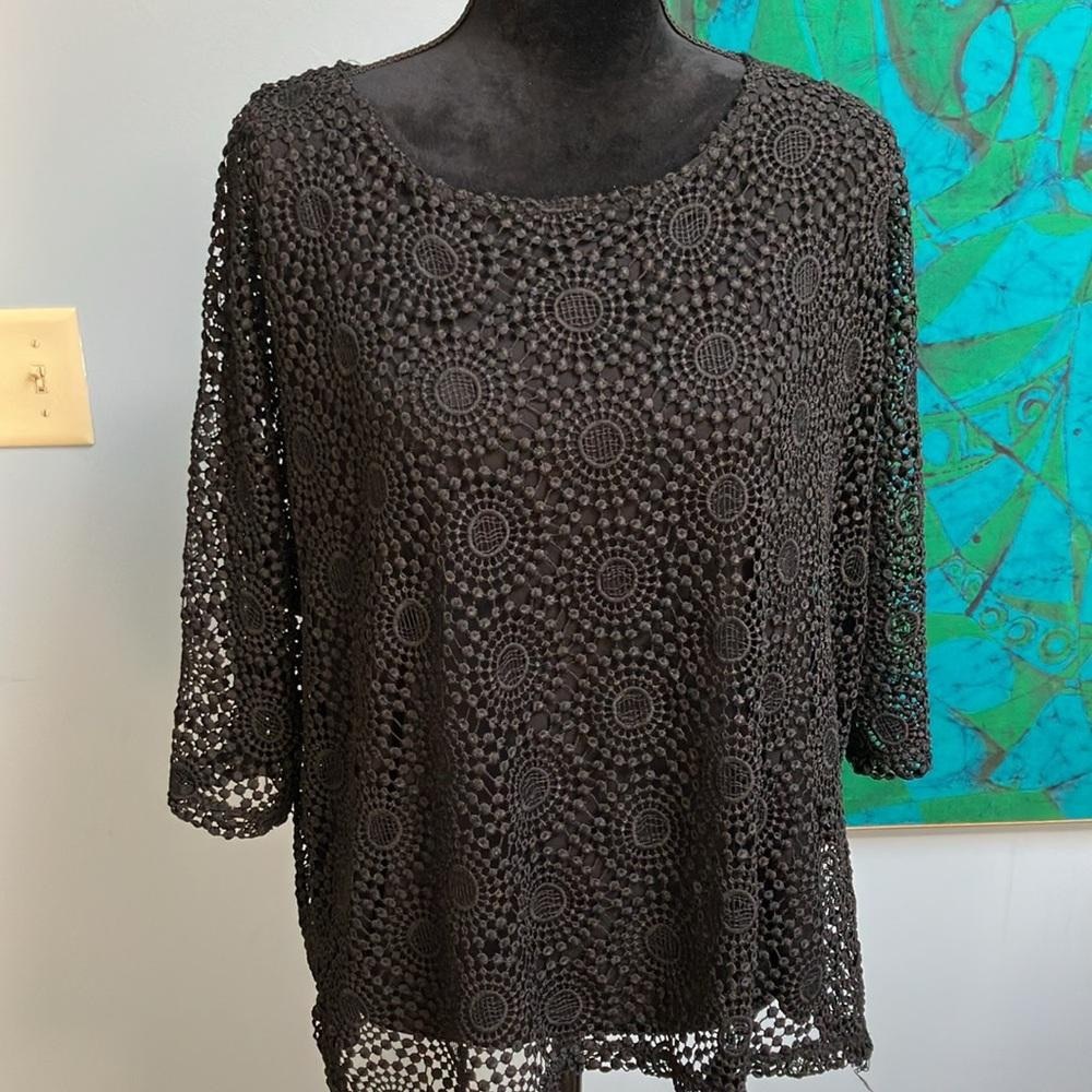 Elegant Black Crochet Women Top